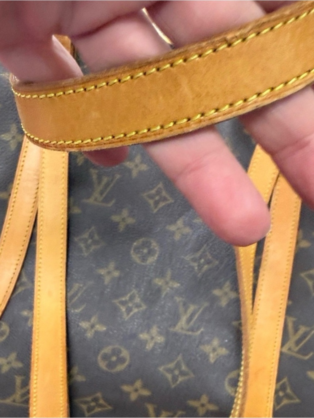 Louis Vuitton Monogram Canvas Tote with Tan Leather Straps - Picture 4 of 7